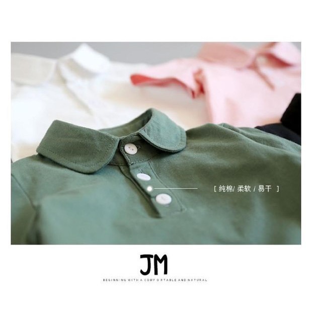 Áo thun polo bé trai gái chất phông cotton trơn cổ bẻ Xuất Dư