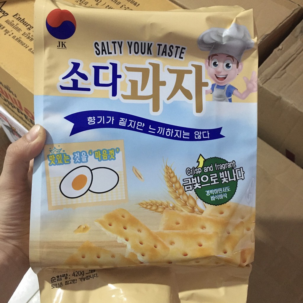 [4 vị] Bánh quy lạt soda cracker ăn kiêng healthy JK Hàn Quốc 420g phù hợp người tiểu đường