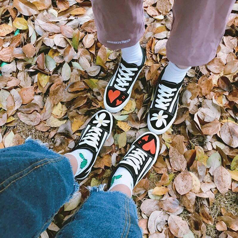 giày thể thao giày sneaker hoa tim GDRAGON Hàn Quốc