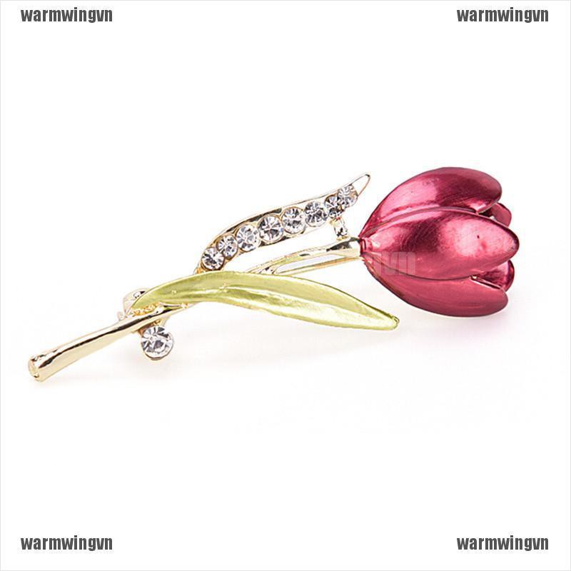 Trâm Cài Áo Hình Hoa Tulip Đính Pha Lê Thanh Lịch