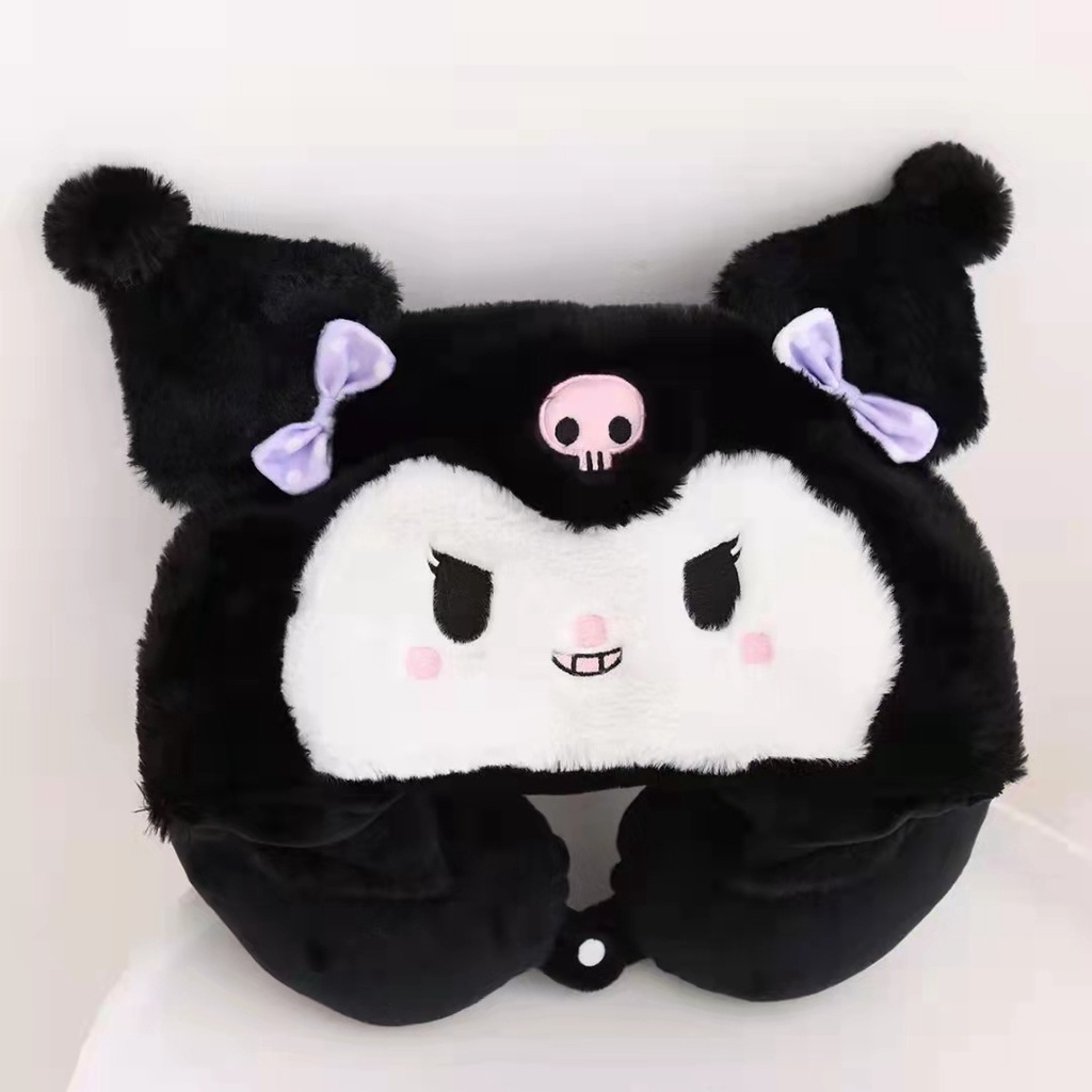DISNEY Gối Kê Cổ Hình Chữ U Có Mũ Trùm Đầu Hình Hoạt Hình Kira Stellalou Kuromi Linabell Dễ Thương Sự Bảo Vệ