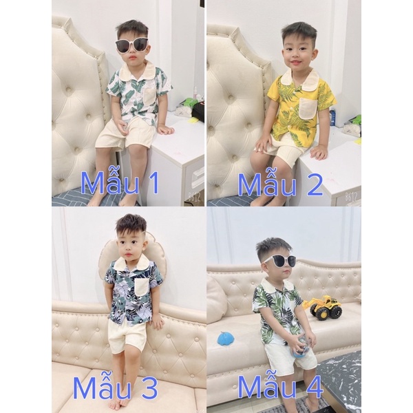Quần áo bé trai - Bộ quần áo in hình hoa lá mùa hè cho bé trai, bé gái (08-18kg) - TIỆM NHÀ SU