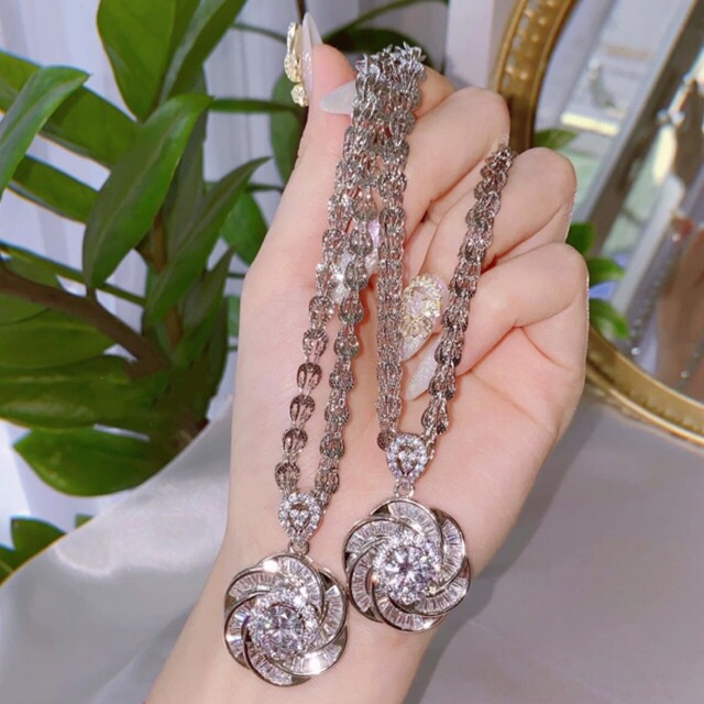 Dây chuyền đuôi phụng kèm mặt xi bạch kim siêu sáng siêu bền Kami
