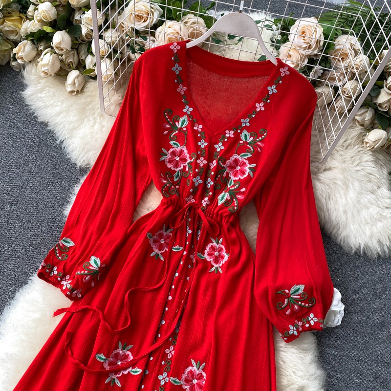 VÁY BOHEMIAN MAXI THỂ HOA NỔI | DÂY BUỘC| CHẤT XÔ GÃY| S-L