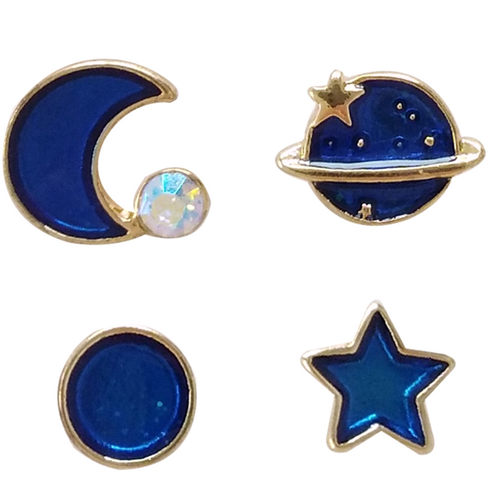 Khuyên tai họa tiết ngôi sao &amp; mặt trăng 2 màu dễ thương