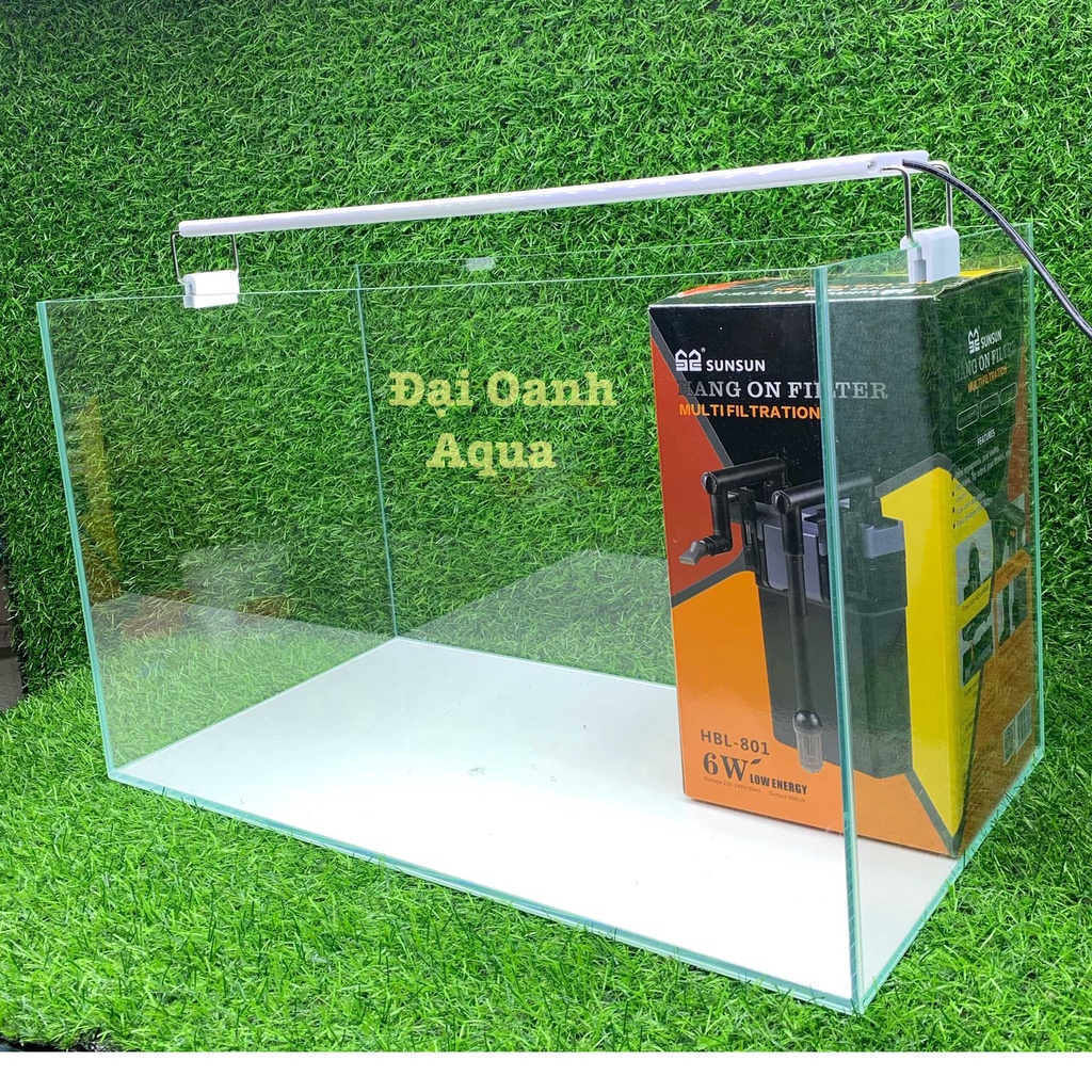 Bộ Bể Cá 50cm Kính Siêu Trong 5 Mặt, Dài 50cm Rộng 26cm Cao 30cm - Bể Cá Cảnh Mini