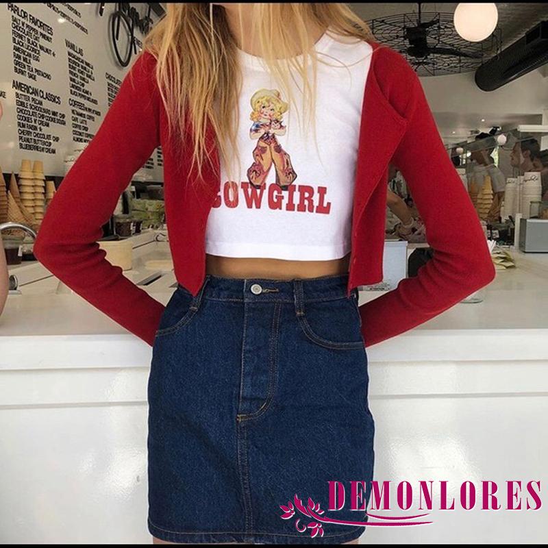 Áo thun ngắn tay cổ tròn dáng ôm in họa tiết chữ thời trang hè thu gợi cảm dành cho nữ