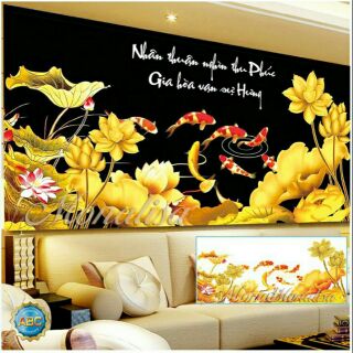 Tranh đính đá Gia Hòa Vạn Sự Hưng y8182 kích thước 120 x 60. Y8183(150*70) CỬU NGƯ QUẦN HỘI