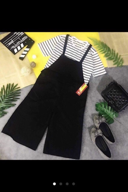 Sét yếm kẻ quần ống rộng kiểu mới( kèm ảnh thật) | BigBuy360 - bigbuy360.vn