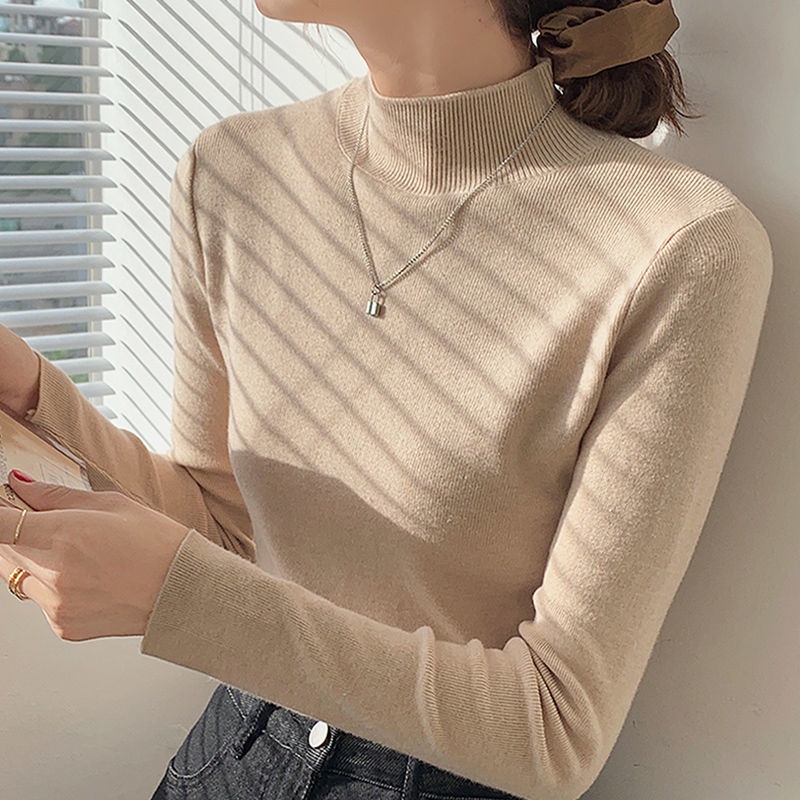 Áo len cổ lọ tay dài thời trang thu đông thanh lịch đơn giản