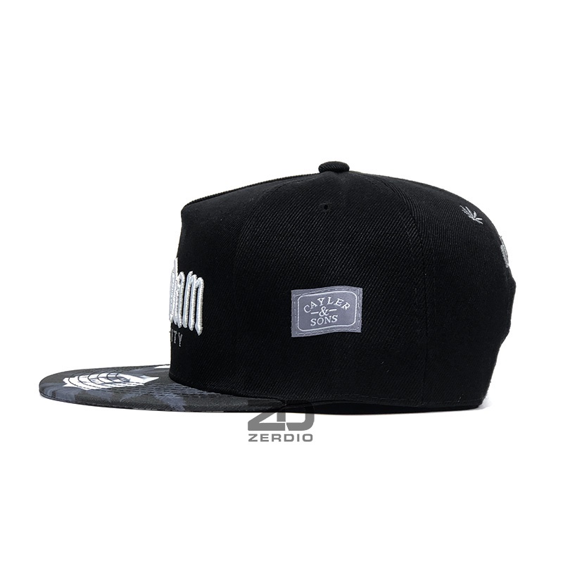 Nón nam snapback đen đẹp thêu họa tiết chữ cá tính - SN09