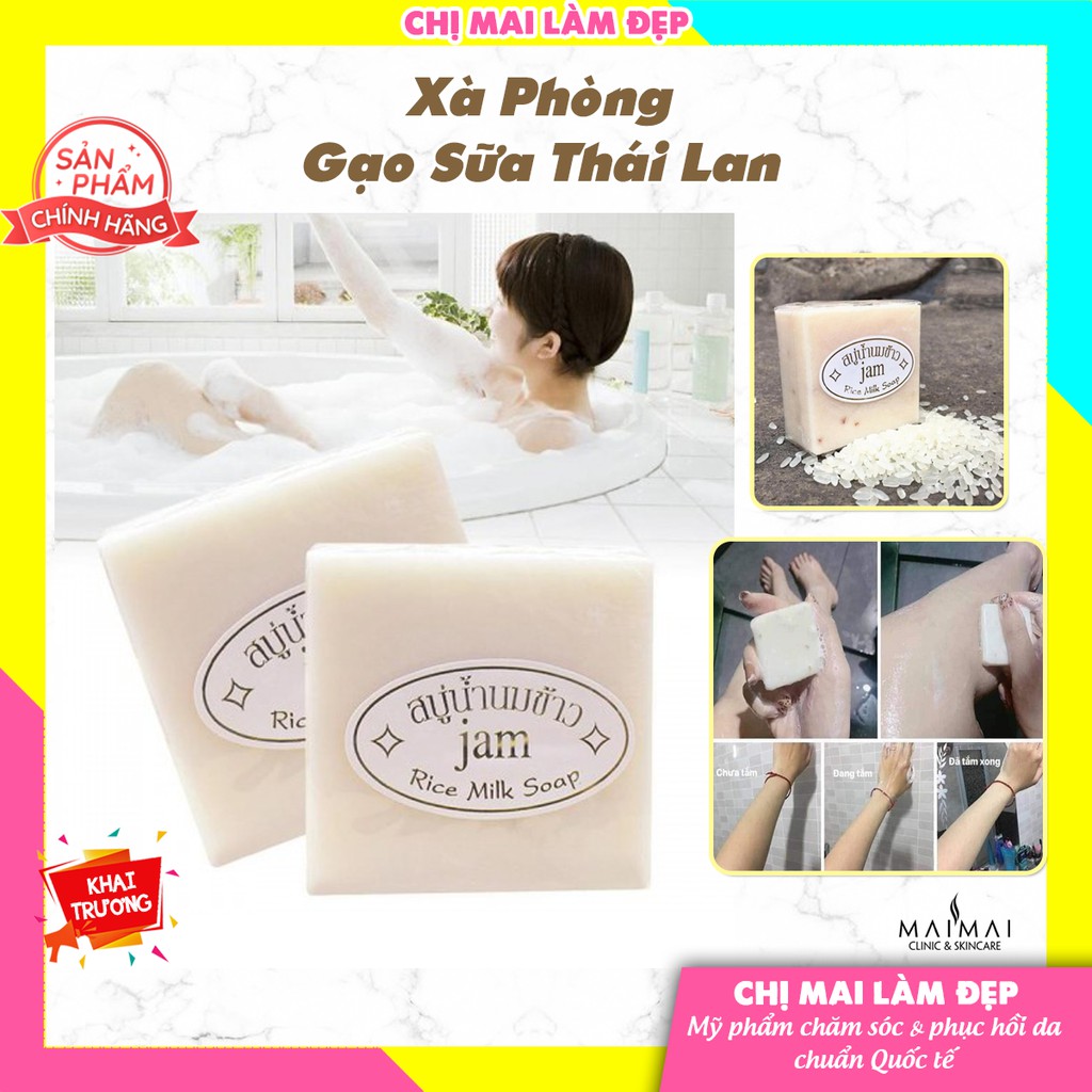 Xà Phòng Gạo Sữa Thái Lan - Bánh Hình Vuông - Bán Lẻ 1 Bánh - DATE Luôn Luôn Mới - 60gr