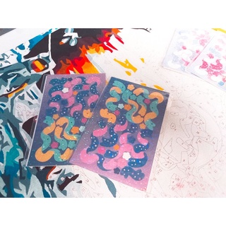 Hình dán, miếng dán, sticker ruy băng lấp lánh
