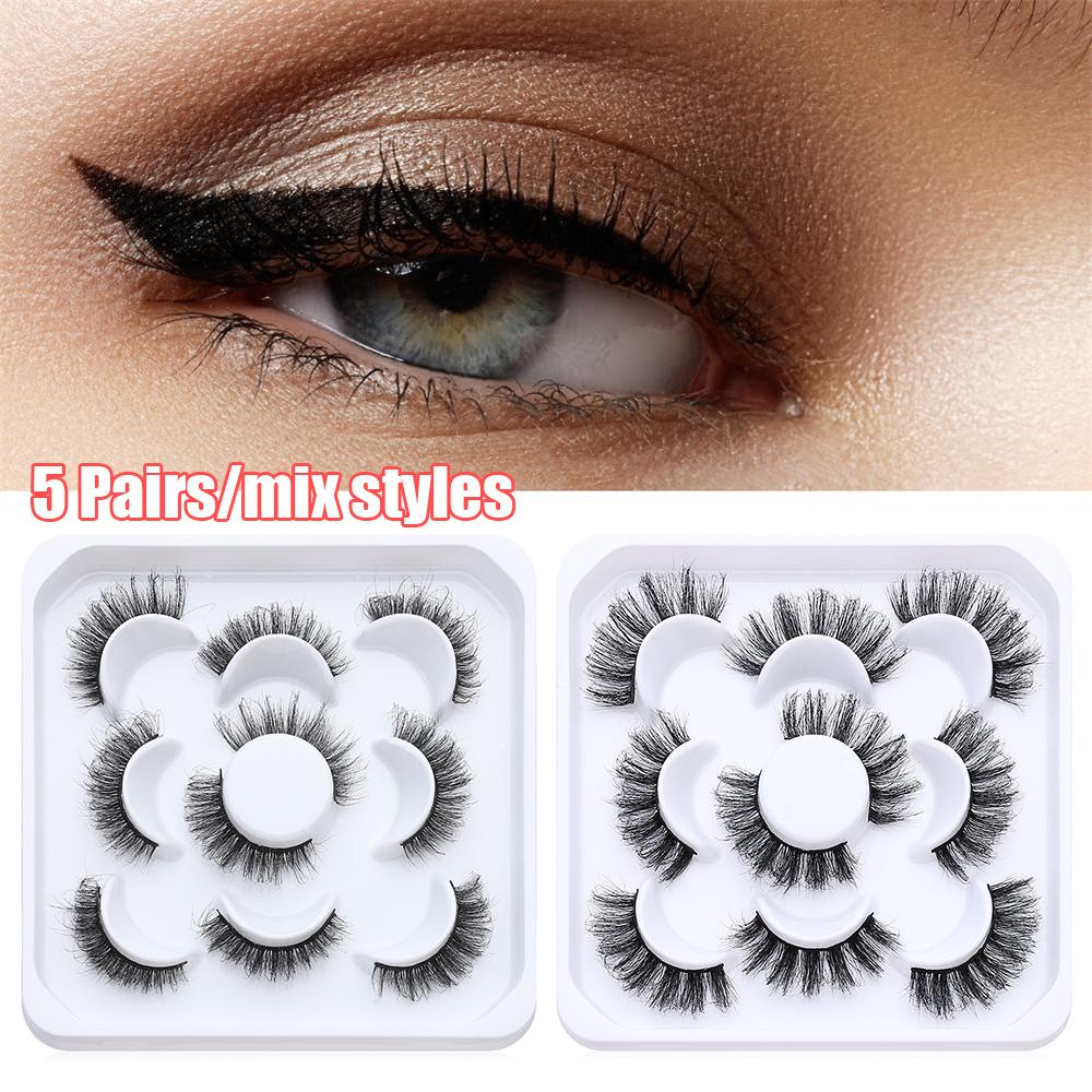 Set 5 Cặp Lông Mi Giả 3D Trang Điểm Nối Dài Lông Chồn Nhân Tạo