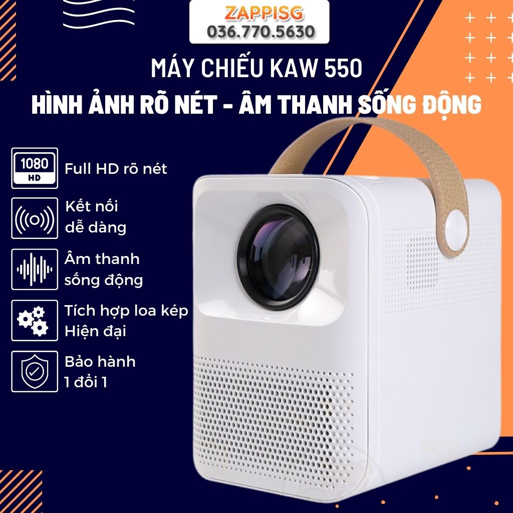 Máy chiếu giá rẻ, máy chiếu mini KAW-K550 Độ phân giải cực cao, Tích hợp loa kép cho Âm thanh sống động