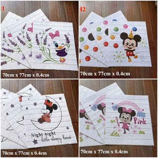 Xốp dán tường gạch thẻ hoạt hình trẻ em khổ 70x77cm  dày 4mm sẵn keo