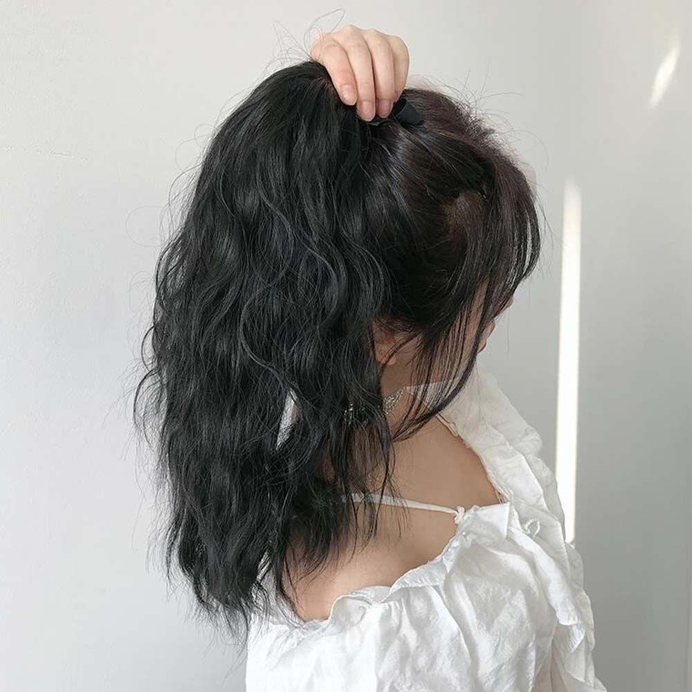 Tóc Giả 2 Sợi Tổng Hợp Màu Nâu Bắp Gợn Sóng Chịu Nhiệt Dành Cho Nữ