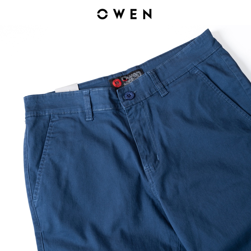 Quần short nam kaki OWEN màu xanh than, chất vải cotton cao cấp, co giãn, trẻ trung, dáng slimfit năng động