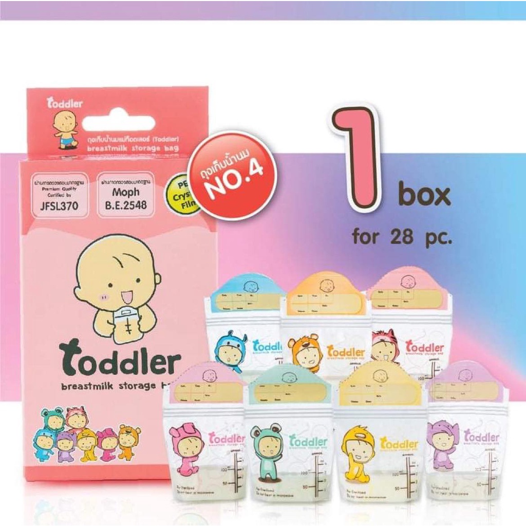 Túi trữ sữa Toddler 7 màu cao cấp Thái Lan dung tích 100ml - 150ml - 250ml