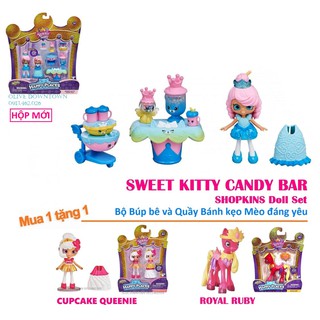Bộ 2 HỘP 💛 Búp bê Công chúa & Quầy bánh kẹo mèo đáng yêu - Đồ chơi Shopkins Royal Trend VNXK