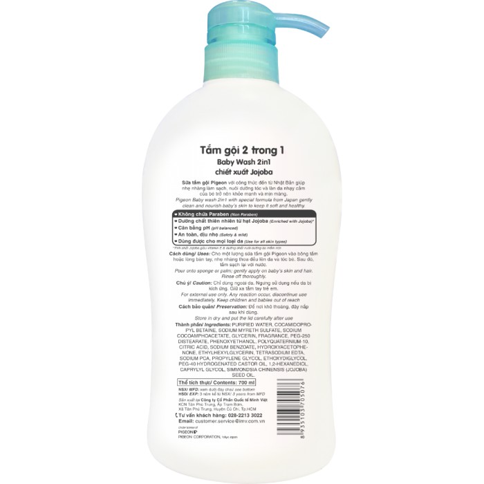 Sữa tắm gội Pigeon 700ml