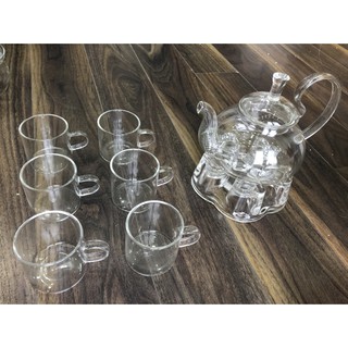 Bộ ấm chén pha trà thủy tinh zeno SET60