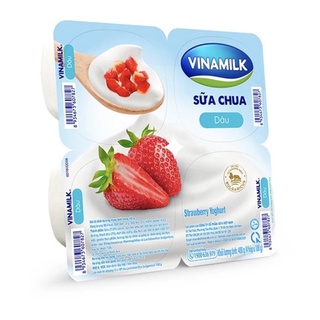 Sữa Chua Ăn Vinamilk Vị Dâu - Vỉ 4 hộp x 100g