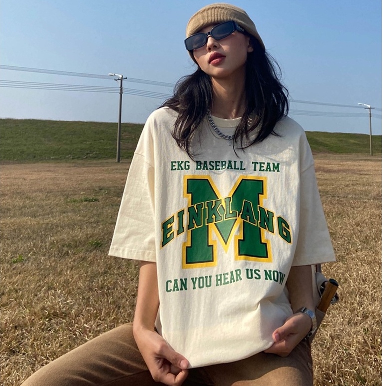 Áo thun Unisex Baseball M Ulzzang tay lỡ form rộng Tubee shop