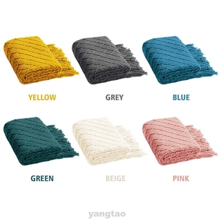 Lightweight Fashion Travel Office Warm Grid For Sofa Bed Acrylic Knitted Soft Cozy Throw Blanket