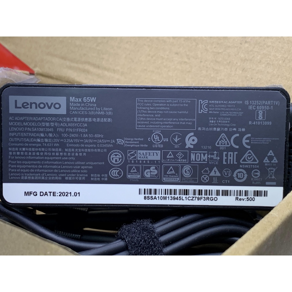 Sạc laptop Lenovo type c 20V - 3.25A 65W (Chân USB-C)