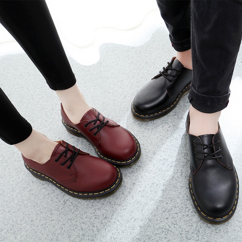 Giày boot Martin cổ thấp phong cách retro thời trang cho nam nữ