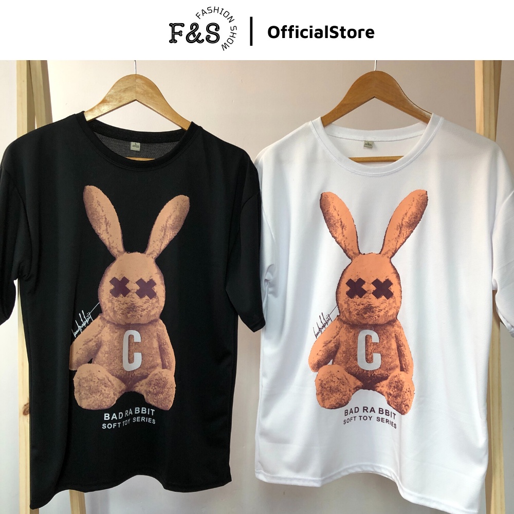 Áo thun tay lỡ unisex form rộng THỎ BAD RABBIT - Áo phông F&amp;S nam nữ, cặp đôi phong cách hàn quốc
