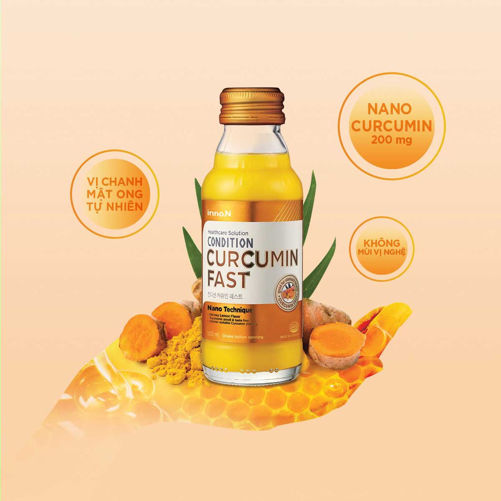 Thực Phẩm Bảo Vệ Sức Khỏe InnoN Condition Curcumin Fast Nano Nghệ Tăng Cường Hỗ Trợ Dạ Dày 100ml x10 Chai