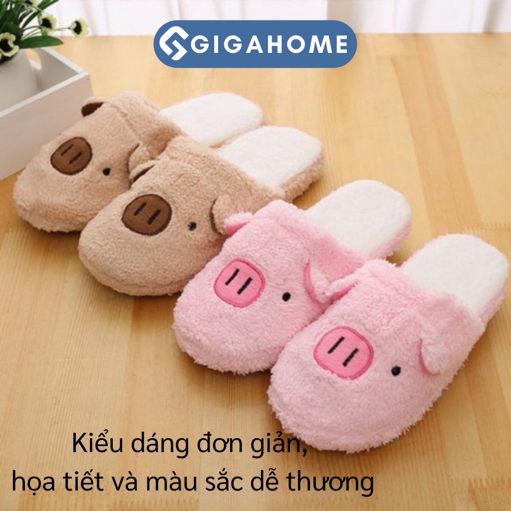 Dép Bông Đi Trong Nhà, Văn Phòng Hình Heo Ngộ Nghĩnh GIGAHOME Giữ Ấm Đôi Chân 3613
