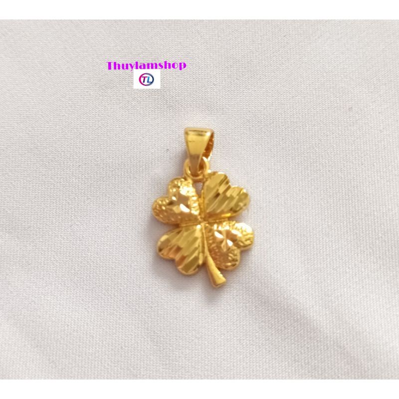 Charm cỏ r lá may mắn xi vàng cao cấp làm trang sức mặt dây chuyền, xâu vòng, xỏ DIY handmade