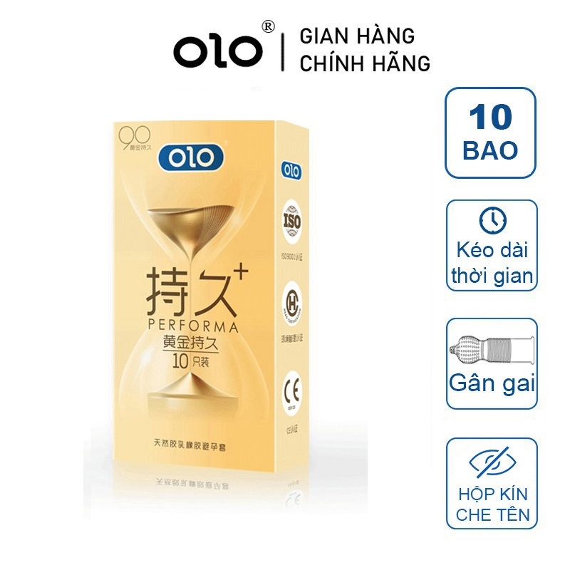 Bao Cao Su Olo Perfoma Kéo Dài Thời Gian Gân Gai Tăng Khoái Cảm Nhiều Gel Bôi Trơn Hộp 10 Bcs