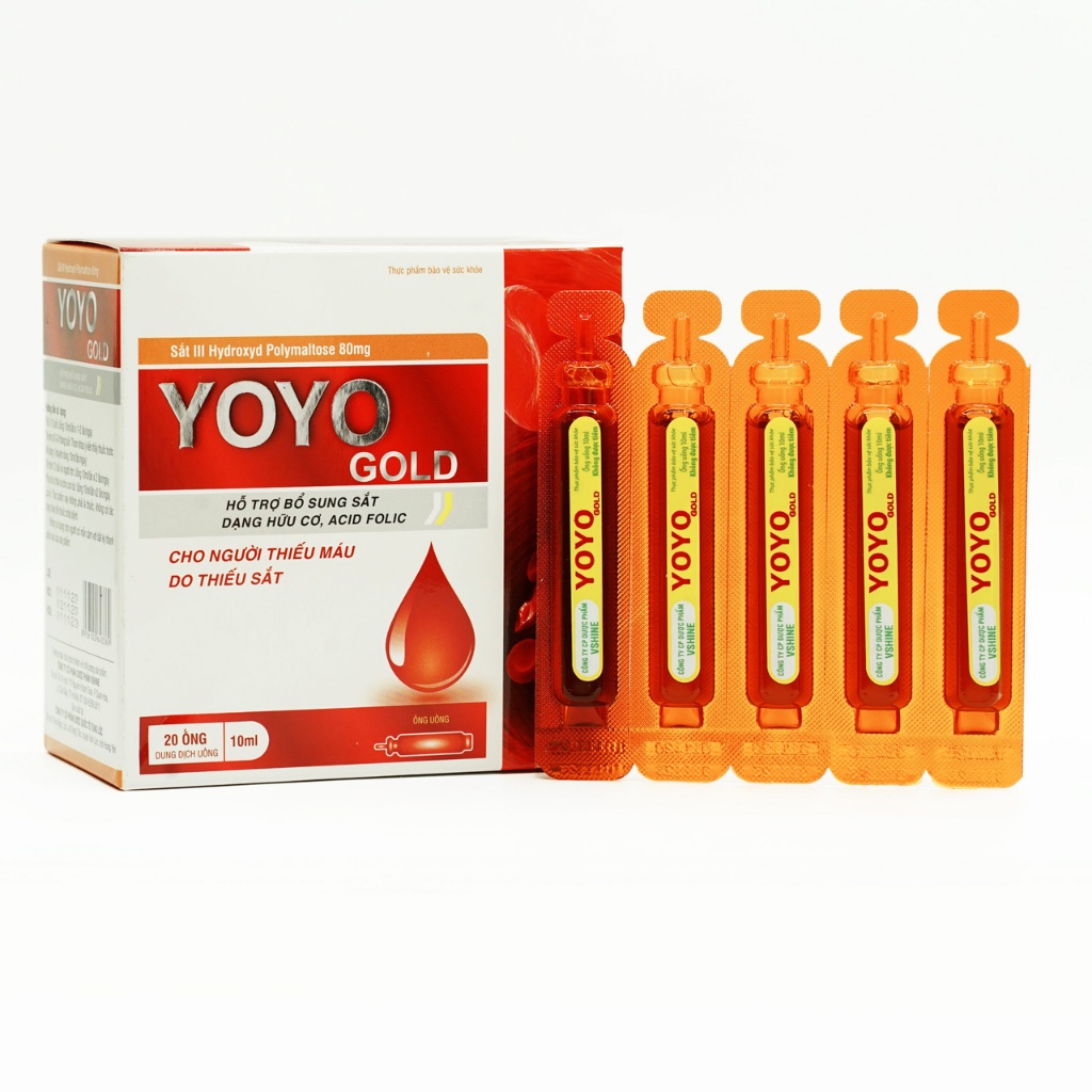 Yoyo Gold Bổ Sung Sắt, Cải Thiện Tăng Cường Sức Khỏe Hộp 20 Ống
