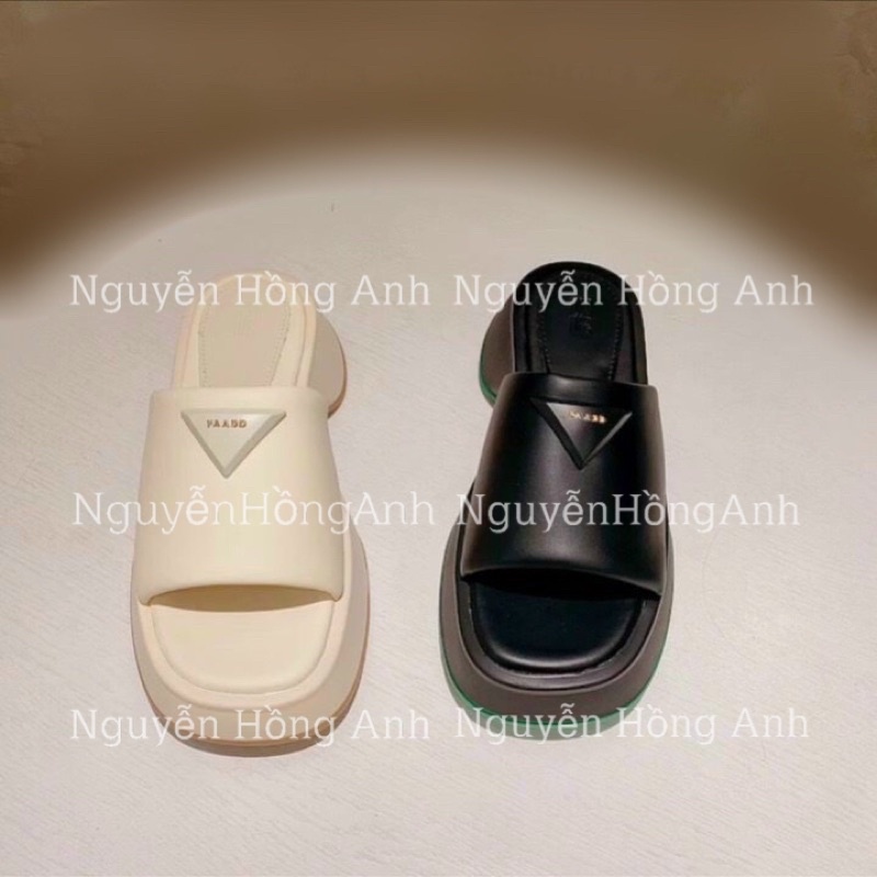 Dép guốc đế vát quai phồng hình tam giác cao 5p  cho nữ d189