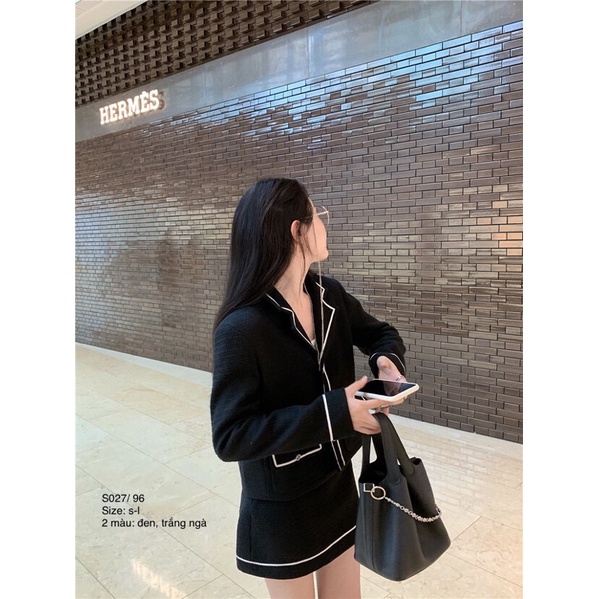 🌱 Set đồ xinh xắn này gồm khoác vest + chân váy dáng chữ A hack chân dài miên man