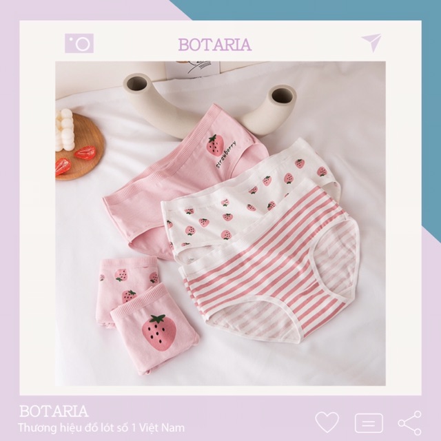 Quần lót dâu tây đậm cotton nữ cao cấp dễ thương đáng yêu QLU13