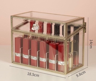 [ Golden Queen Hộp đựng son có nắp 24 ô mạ viền kim loại