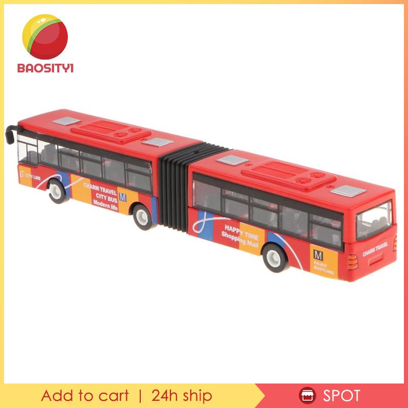 1:64 Alloy Two Compartments City Bus Pull Back Car Metal Collection Model Red