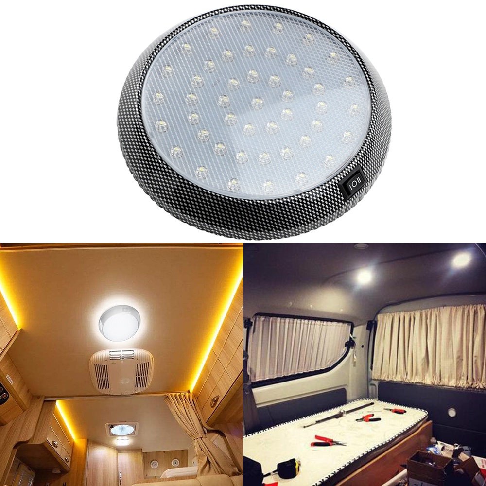 Đèn LED tròn 46 bóng 12V gắn trần xe hơi