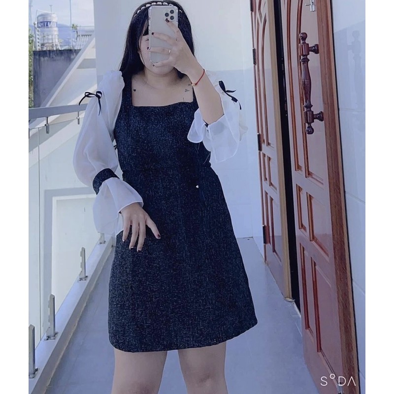 đầm bố phối voan bigsize 60->90kg ảnh thật