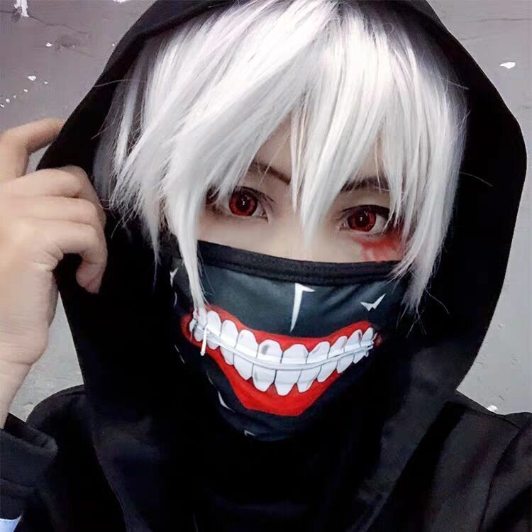 Khẩu trang vải cotton in hình hàm răng có khóa kéo thiết kế chủ đề anime Tokyo Ghoul