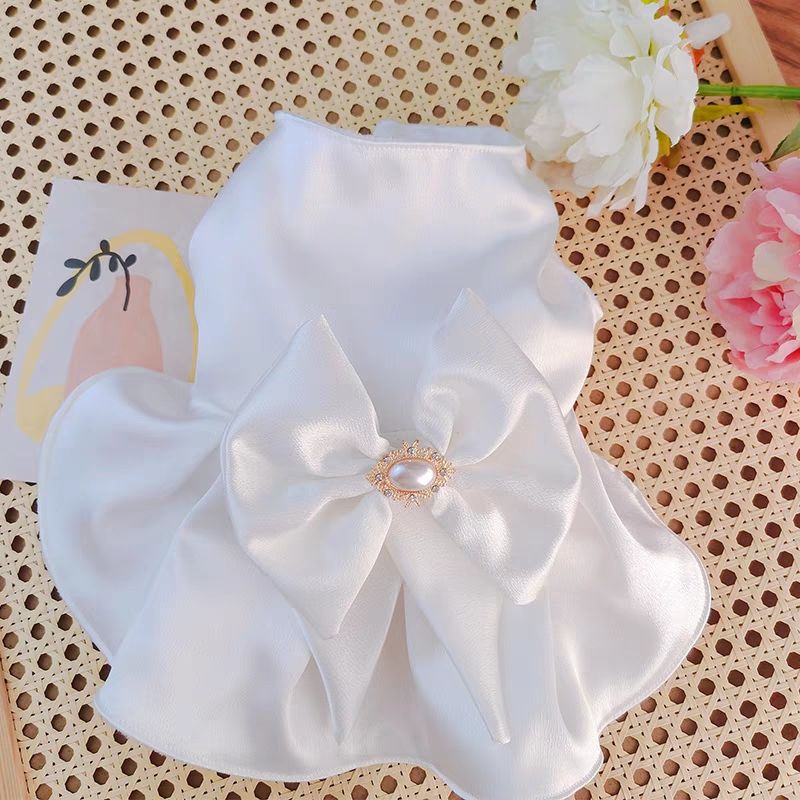 Đầm Váy Công Chúa, Váy Cưới Cho Chó Mèo Thú Cưng, Đính Nơ To Thiết Kế Cao Cấp