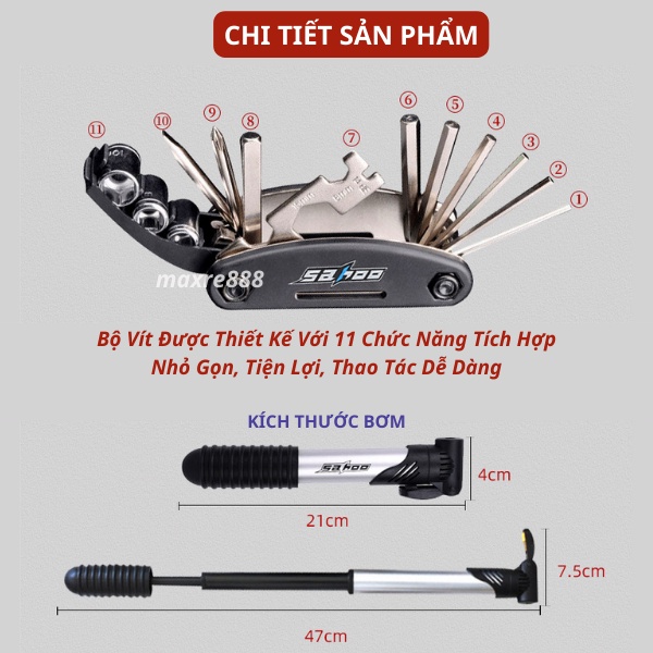Bộ sửa vá săm Sahoo xe đạp thể thao đa năng dễ dàng mang đi lại