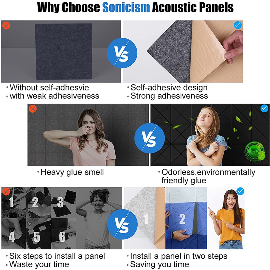 Set 12 Tấm Xốp Cách Nhiệt Tự Dính Chống Dây Dán Tường Acoustic