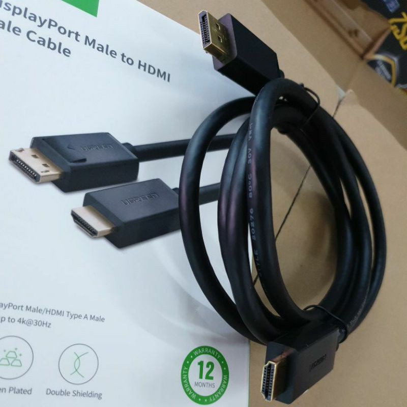 Cáp Displayport sang HDMI (DP to HDMI) dài 2M Ugreen