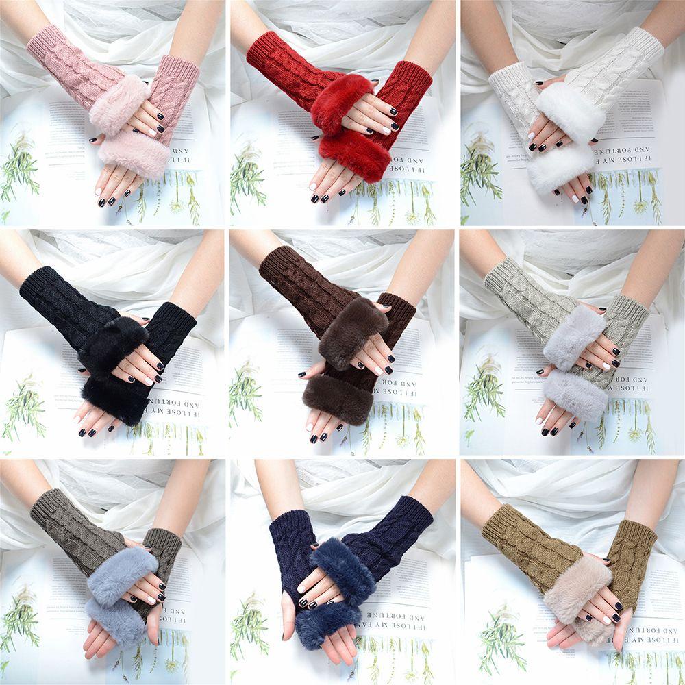 Găng Tay Không Ngón Bằng Lông Giả Mềm Mại Co Giãn Cho Nam Và Nữ